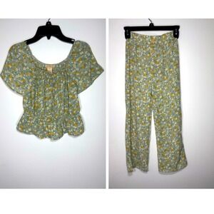 Sweet Stories Kids Girls Floral Print Peasant Top‎ & Pants Set Size 10